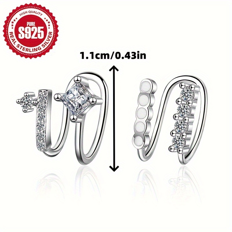 Hypoallergenic Asymmetric U Shaped Ear Cuff, S925 Silver