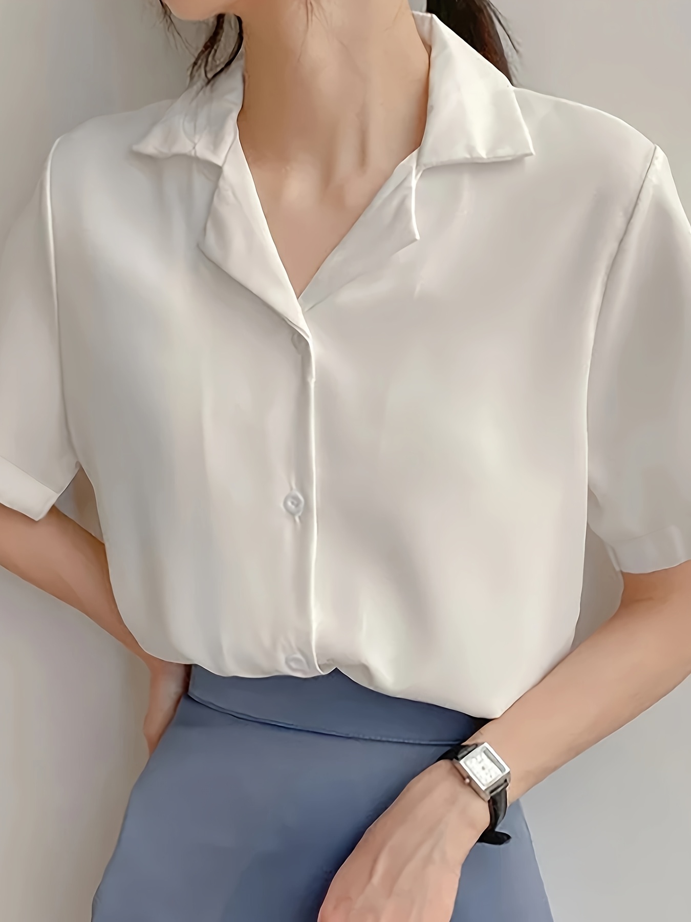 Camisa de     Estilo     - Casual para Verão com   Clássica, Cor   e Lavagem Manual, Ideal para  /Verão