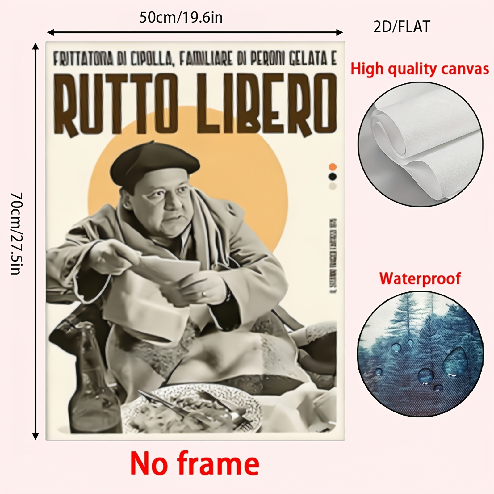 TEMU Stampa su tela senza cornice, 1 pezzo, poster di film italiana 2D piatto - come regalo per fan della italiana, decorazione da parete minimalista