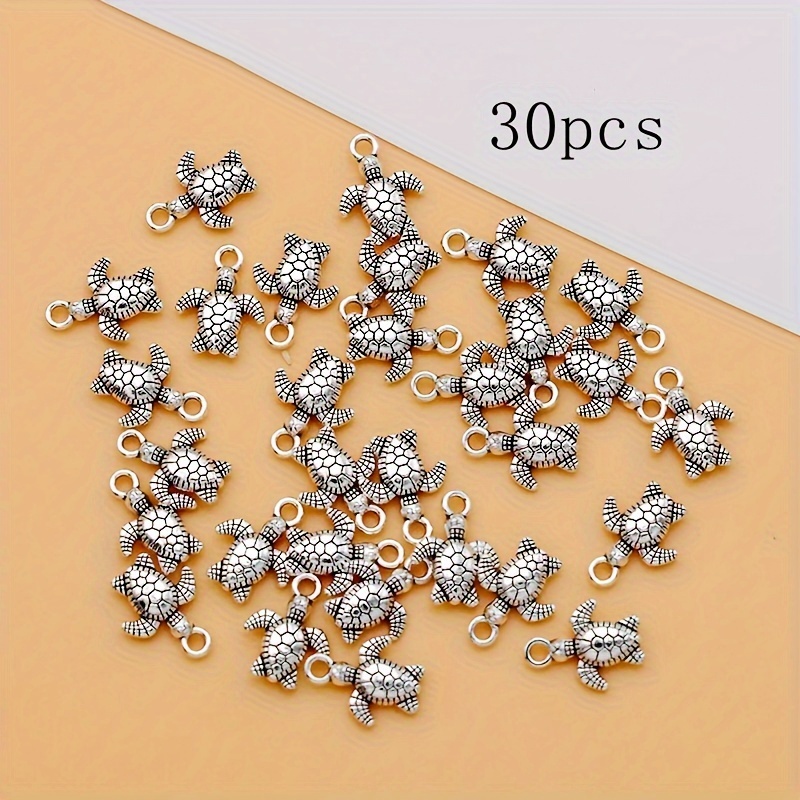 Image of 30pcs Ocean Tortoise Turtle Pendant Turtle Charms, Alloy Marine Animals Tortoise Turtle Pendants Tortoise Charms For Jewelry Making Ideal For Bracelets And Necklaces Earrings Crafting Additions