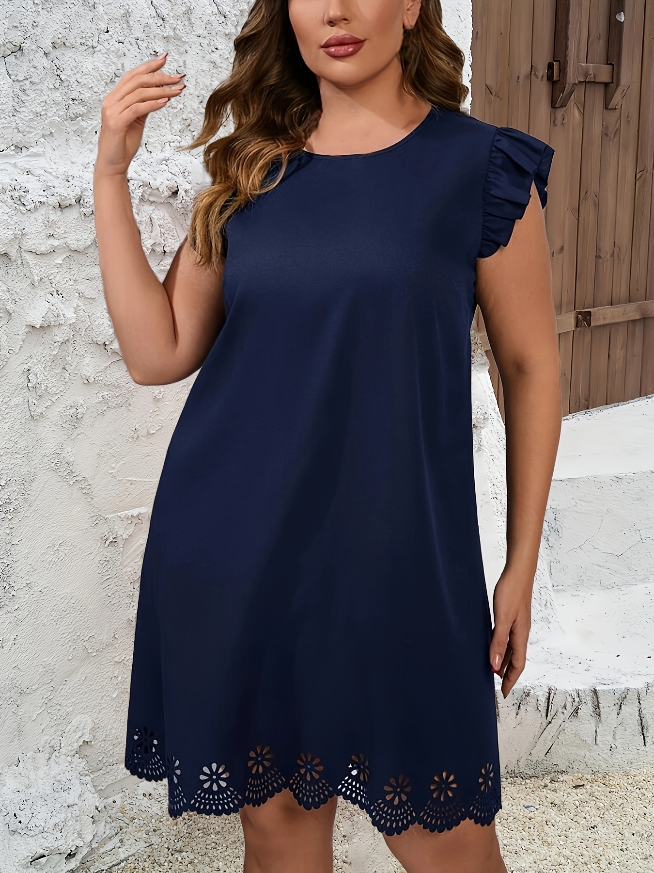 plus size plus size plus size laser cut dress - Temu Mauritius