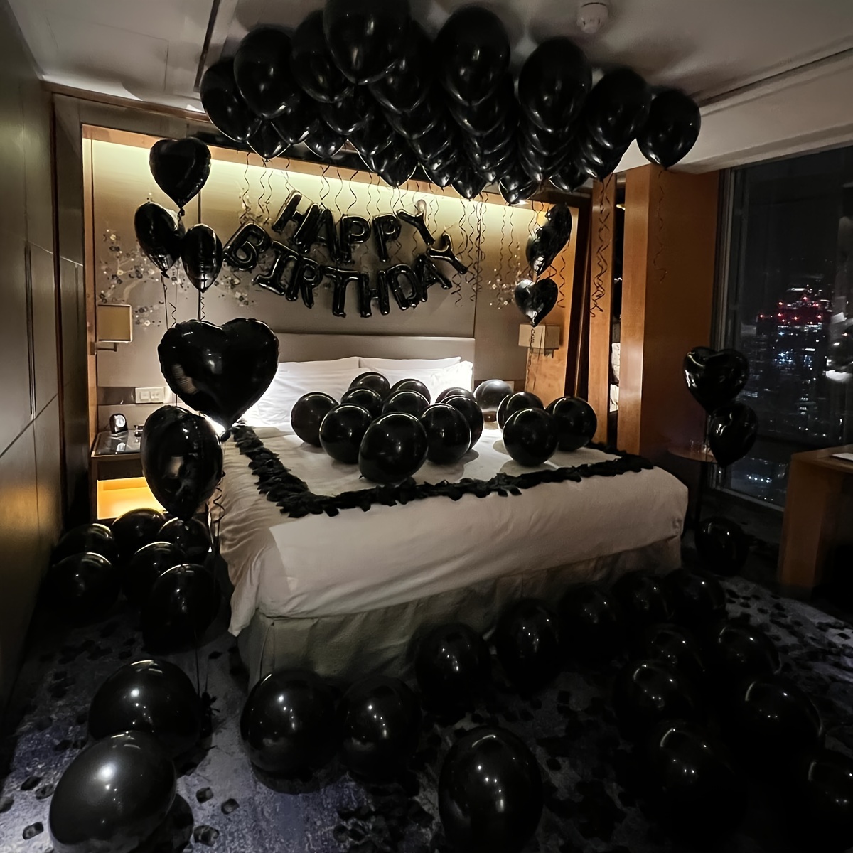 

Black Balloons - Black Themed Party Decorations With Banner, Black Latex Balloons For Anniversary, Wedding, Shower, Bachelor Party Decorations, Black Theme Party Supplies