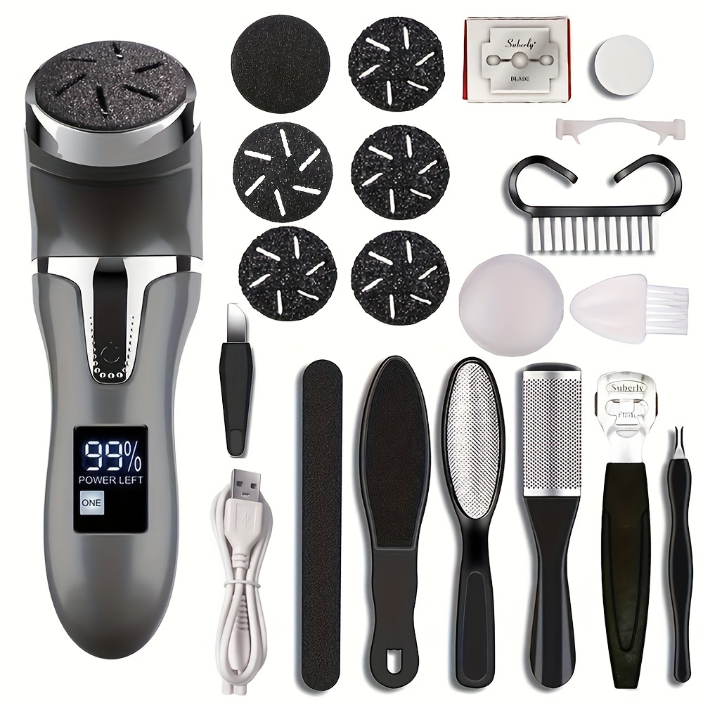 Rechargeable Electric Callus Remover with Dander Vacuum Cleaner - Professional Foot Care Kit with LCD Display, 2 Speeds, and Multiple Heads for Dead Light Beige Removal, Father's Day Gift 8 Rechargeable Electric Callus Remover with Dander Vacuum Cleaner - Professional Foot Care Kit with LCD Display, 2 Speeds, and Multiple Heads for Dead Light Beige Removal, Father's Day Gift - Image 8