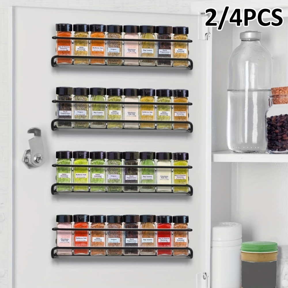 

2pcs Spice Rack Organiser Hanging Spice Shelves Carbon Steel Wall Mount Spice Rack Kitchen Storage Racks Storage Spices And Condiments Spice Jars For Kitchen Cabinet Cupboard Pantry Door