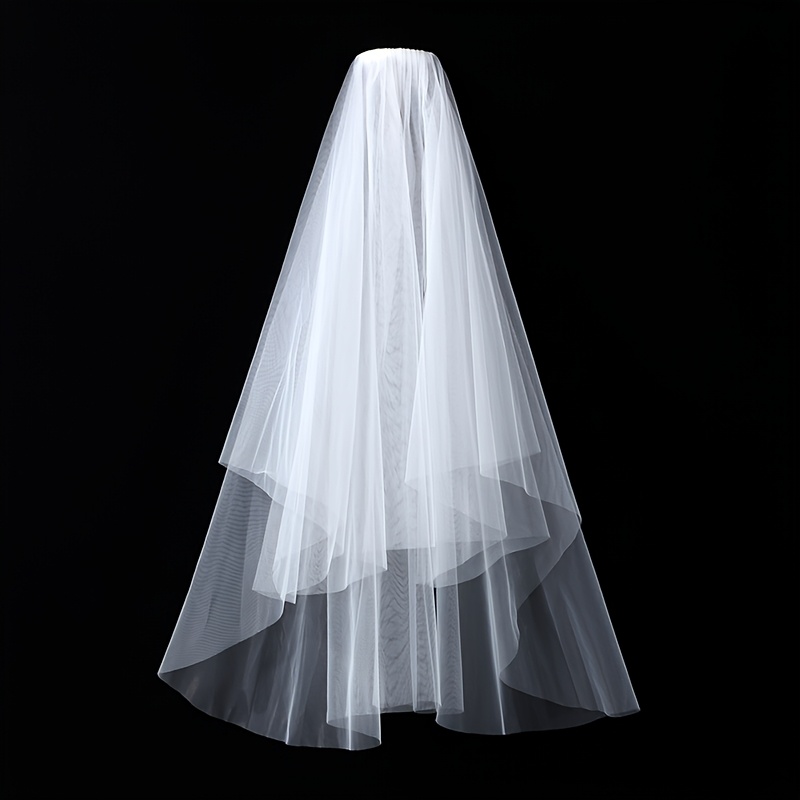 Image of An Elegant White Bridal Veil, Suitable For Wedding Dress Outfits, Stage Performances, , Birthday Parties, And Holiday Attire