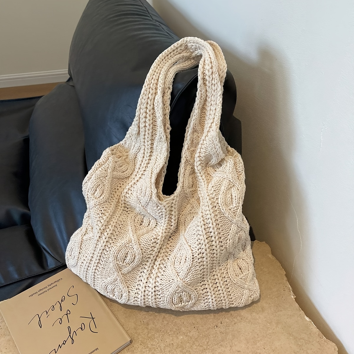 

Vintage Knitted Hobo Bag, Retro Large Capacity Shoulder Bag, Women's Casual Handbag & Shopping Tote Purse