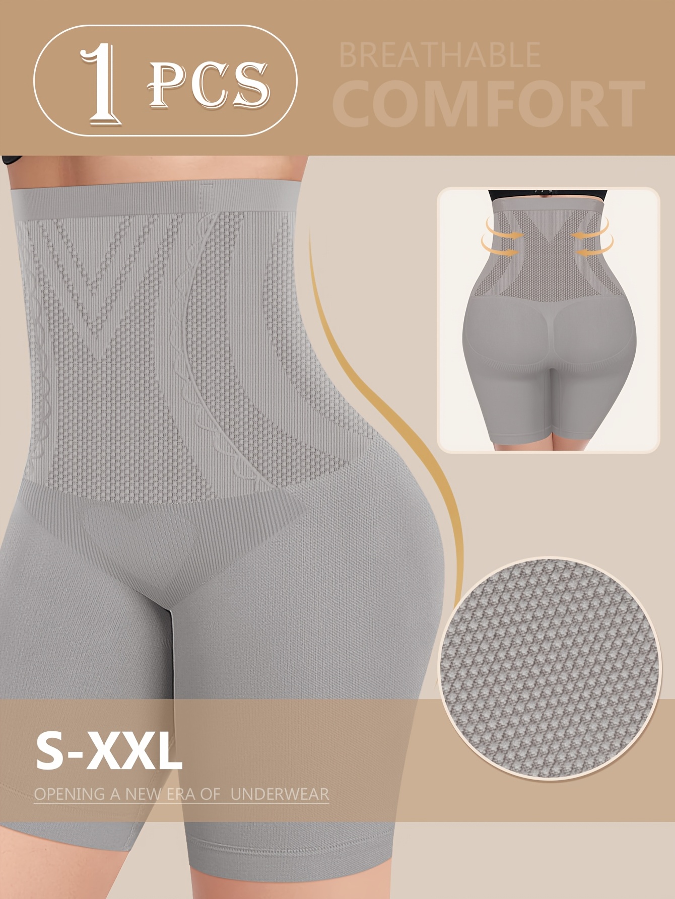 1pc Women'S High-Waist Breathable Comfort Shapewear Boxer Briefs - Seamless, Butt-Lifting, S-XXL Size, Elegant Solid Color Underwear for Everyday & Special Occasions, High Waisted Boxer Shorts, Butt Lifting Underwear, Minimalist Underwear, Comfortable Fit