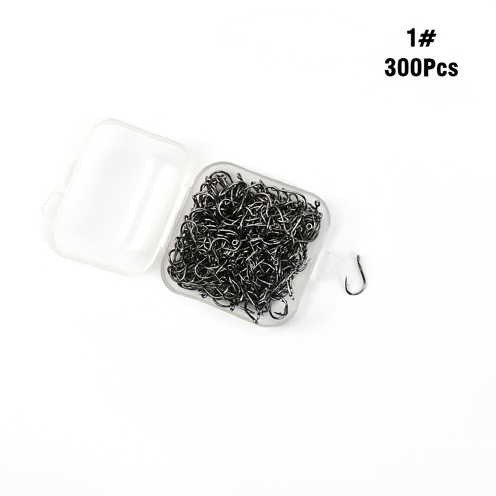 TEMU 300pcs Black High Carbon Steel Barbed Carp Carp Hook Fishing Hook With Barbed Shank And Eye