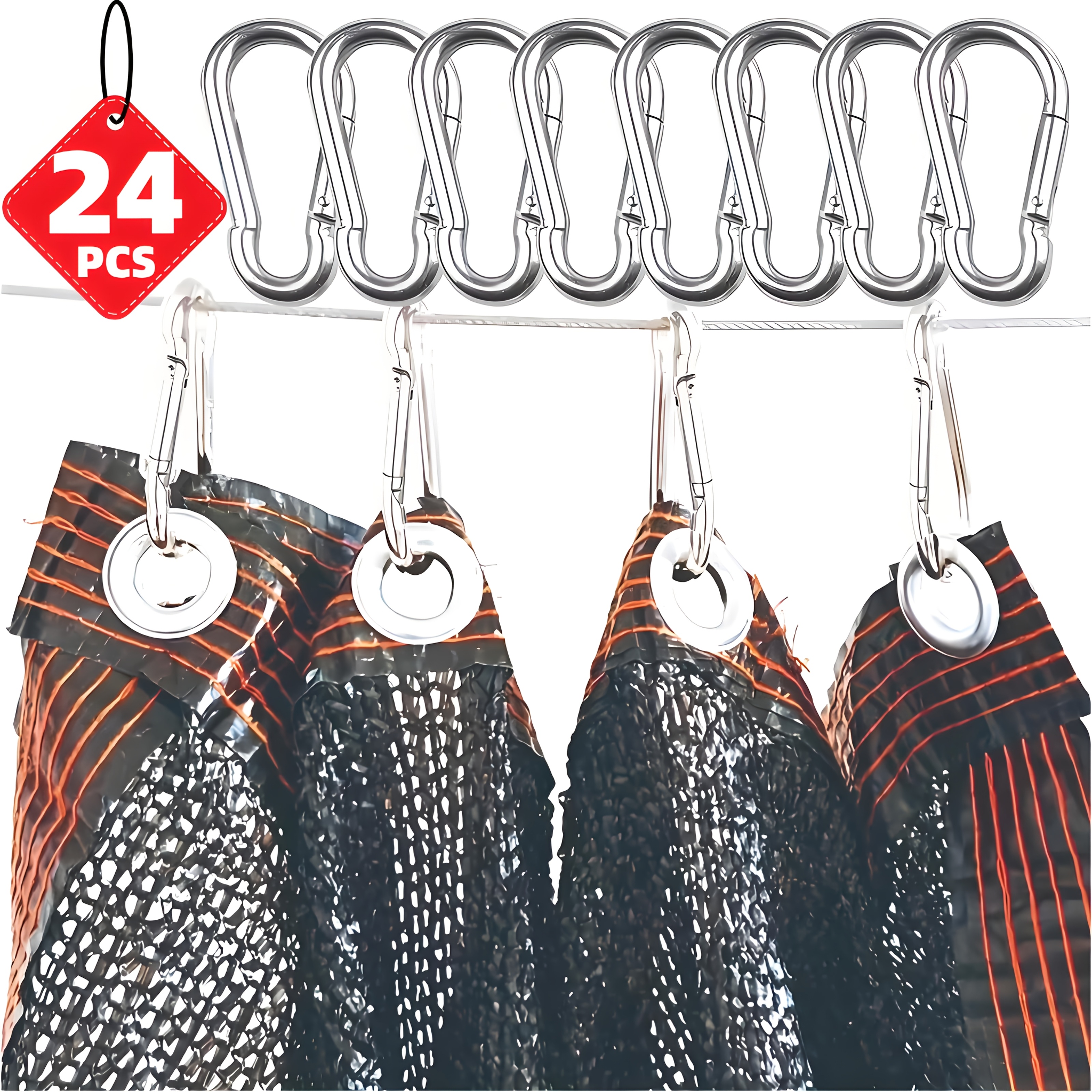 Image of 24pcs Sunshade Net Fastener Clips, Windproof Sunshade Net Fasteners, Suitable For Gardens, Greenhouses, Sunshades, Swimming Pools, Compatible With Sunscreen Nets