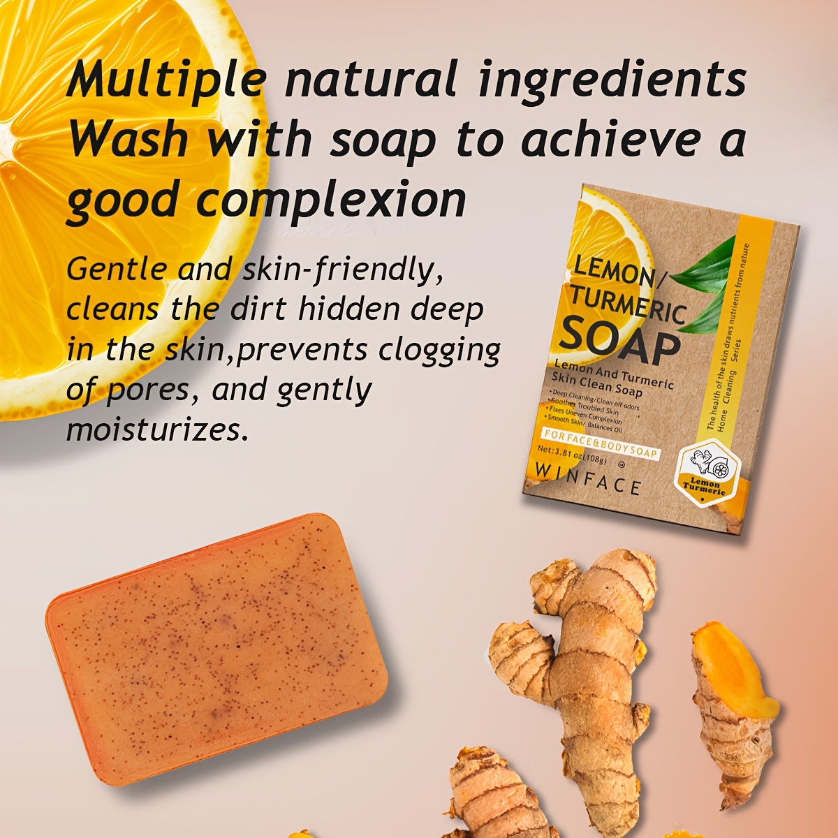 6 Count Lemon Turmeric Kojic Acid Soap for Deep Cleansing