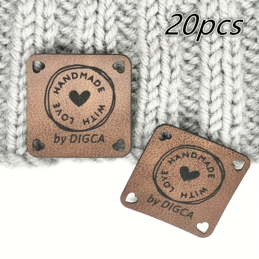 TEMU Custom 20pcs Square Labels - Designed With "handmade By [name]", Suitable For Weaving, Crocheting, And Clothing Labels, Personalized Clothing