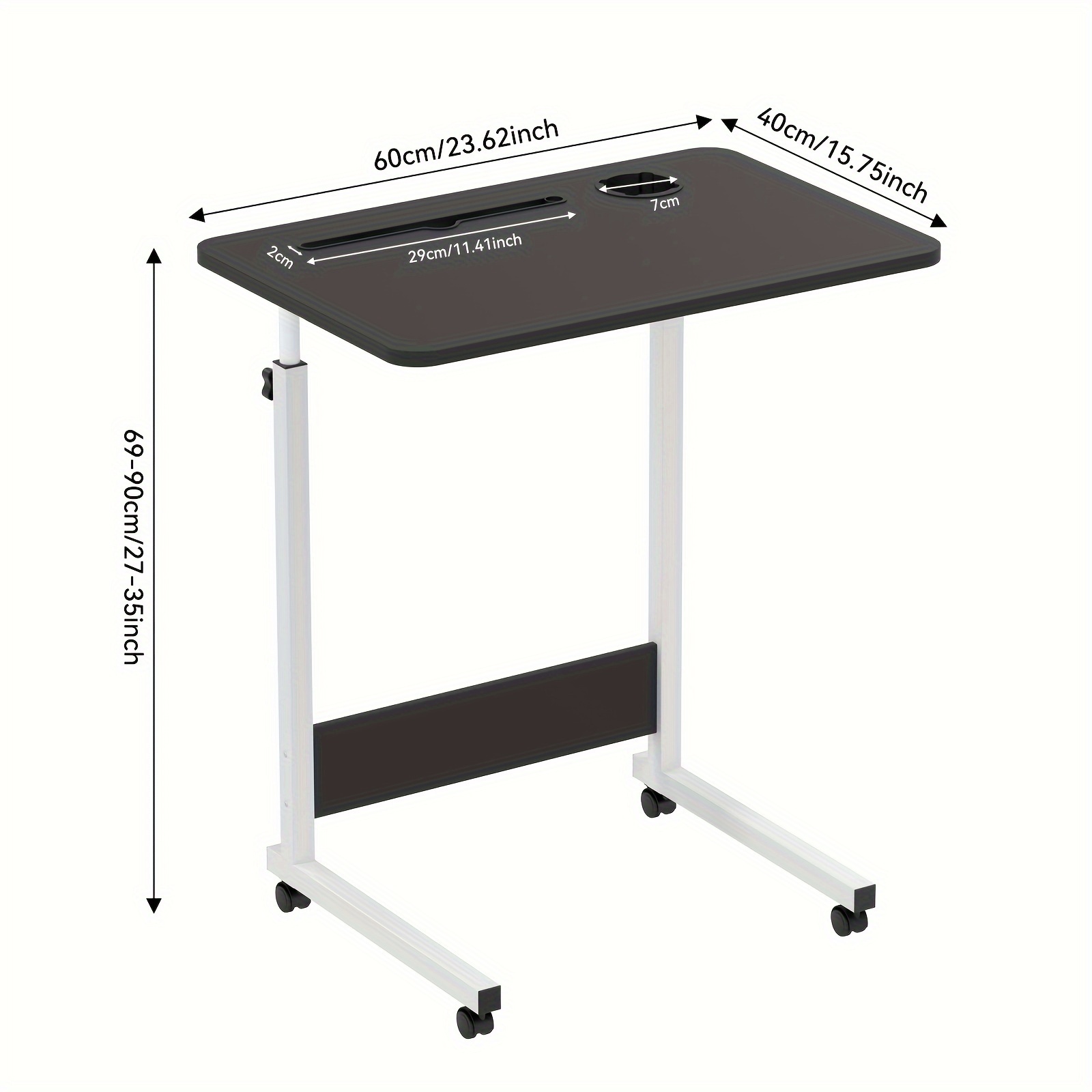 TEMU Laptop Table Height Adjustable, Standing Desk Laptop Stand Computer Table With Wheels, Mobile Side Table Laptop Table For Bed, Laptop Table Side