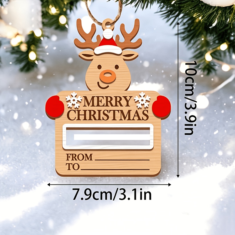 1pc, Christmas Holder Wooden Ornament, Merry Christmas Card, Christmas Decoration