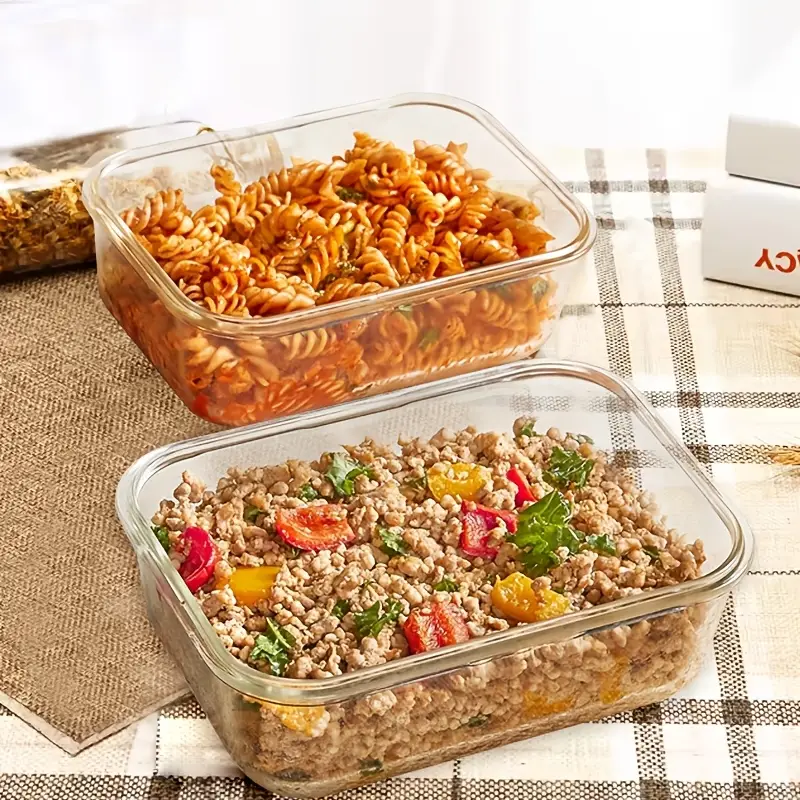 10pcs food storage containers leak proof and reusable glass meal prep containers multi purpose clear food storage containers with sealing lids for camping picnics schools and offices kitchen organizer and storage kitchen accessories Product details 6