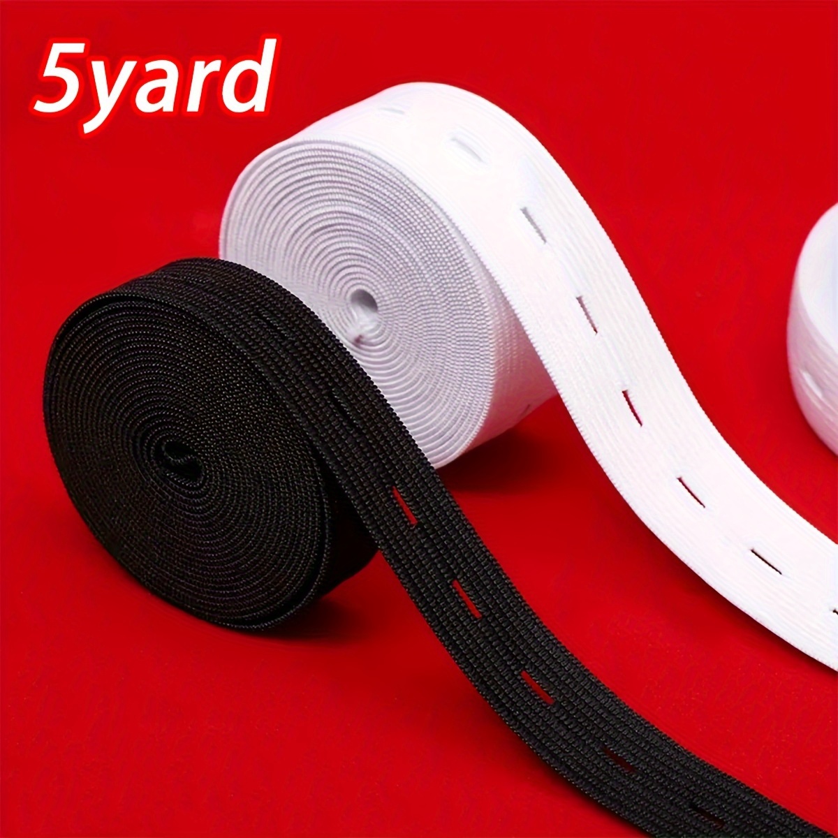 

5 Yard Adjustable Elastic Cord With Eyelets - Suitable For Clothing, Pants, And Diy Crafts - White And Black Colors