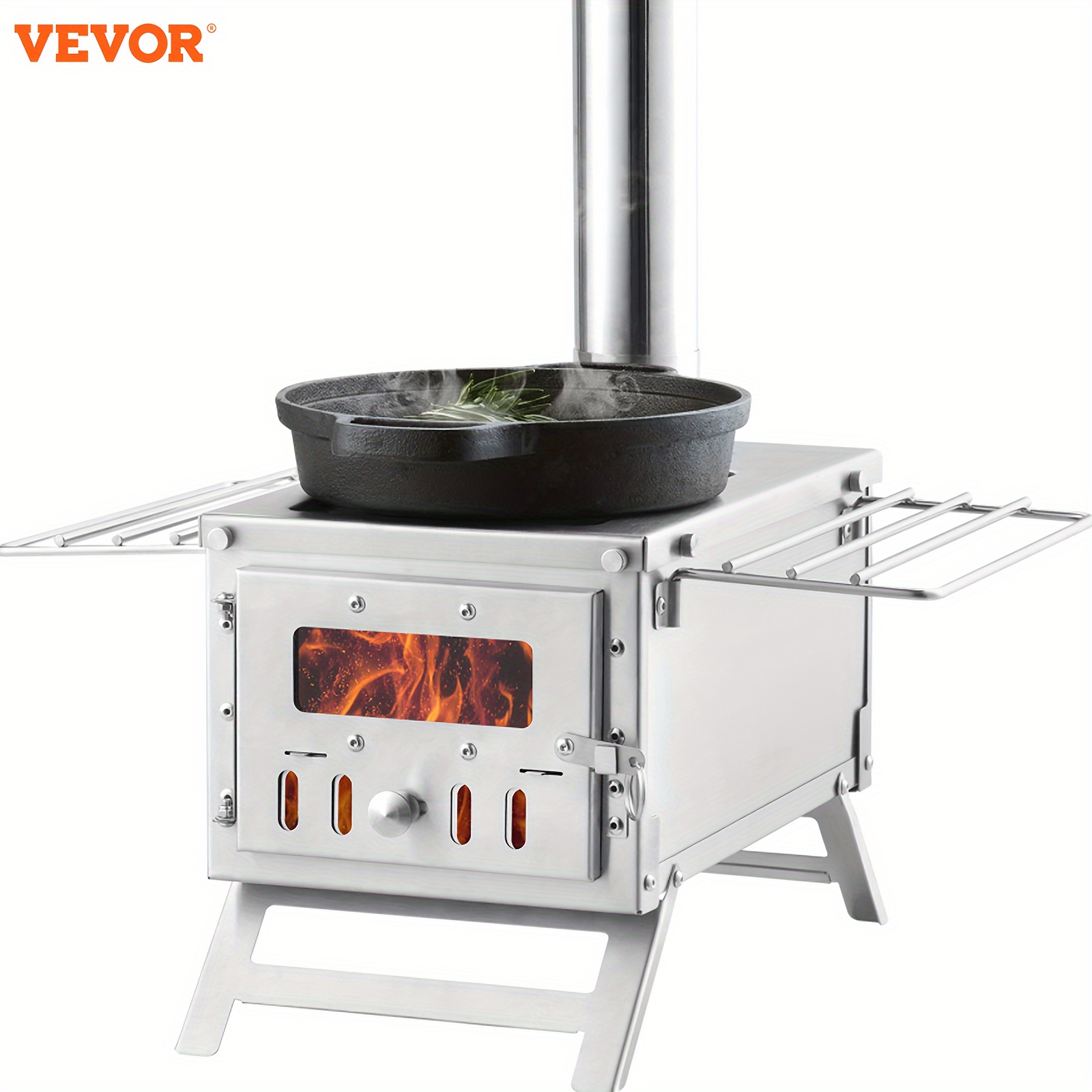 TEMU Vevor Wood , 80 , Steel Camping , Portable Wood Pipes & Gloves, 700in&sup3; Hot For Cooking And Heating 8 Pipes