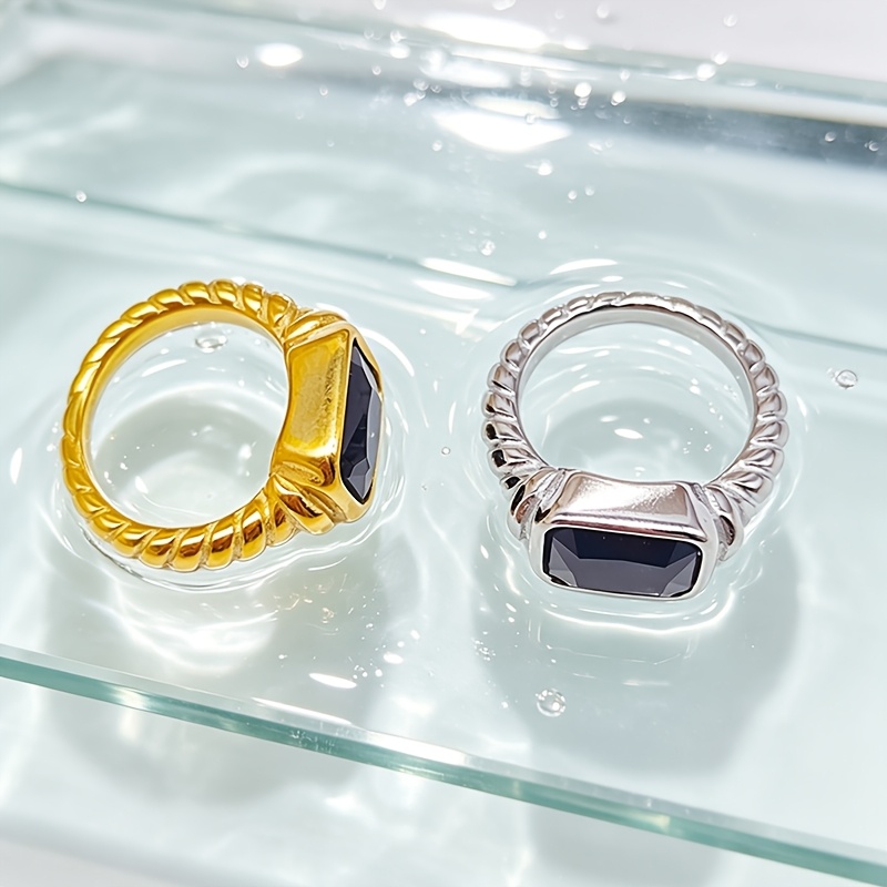 Twisty Rope Band Square Ring, Vintage Dual-Tone Design