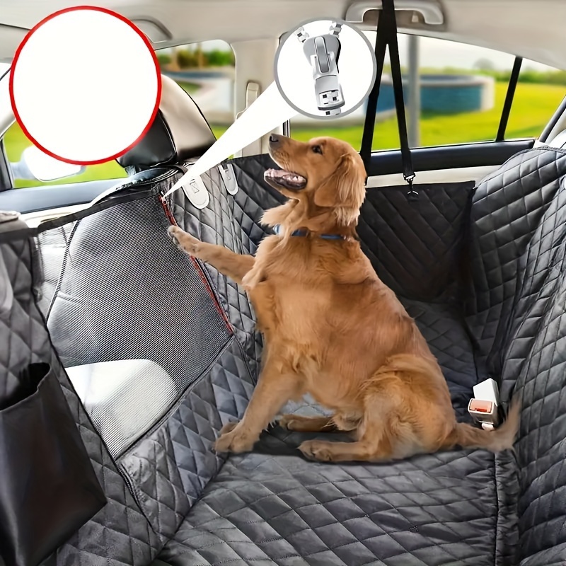 

Waterproof Dog Car Seat Cover With Mesh Window - -resistant, Non-slip Pet For Rear Seats, Polyester