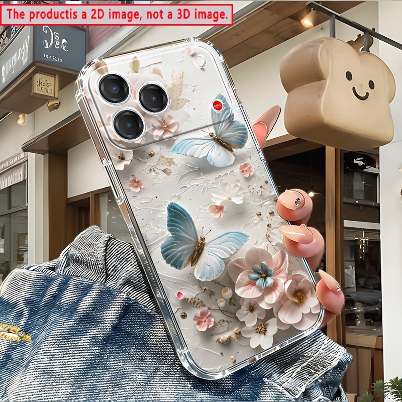 품목 사진 zte   z60 z70 z80 z70  neo 5 gt 5g   11 air 10 air focus 2 neo 5 5g 5   v80  80 v70   a76 v70   a34 a54 a75 a36 a35e a73 a56 a55 호환 2d 플랫 플로럴 나비 신선한 투명 낙하 방지 휴대폰 케이스, 2d 플랫