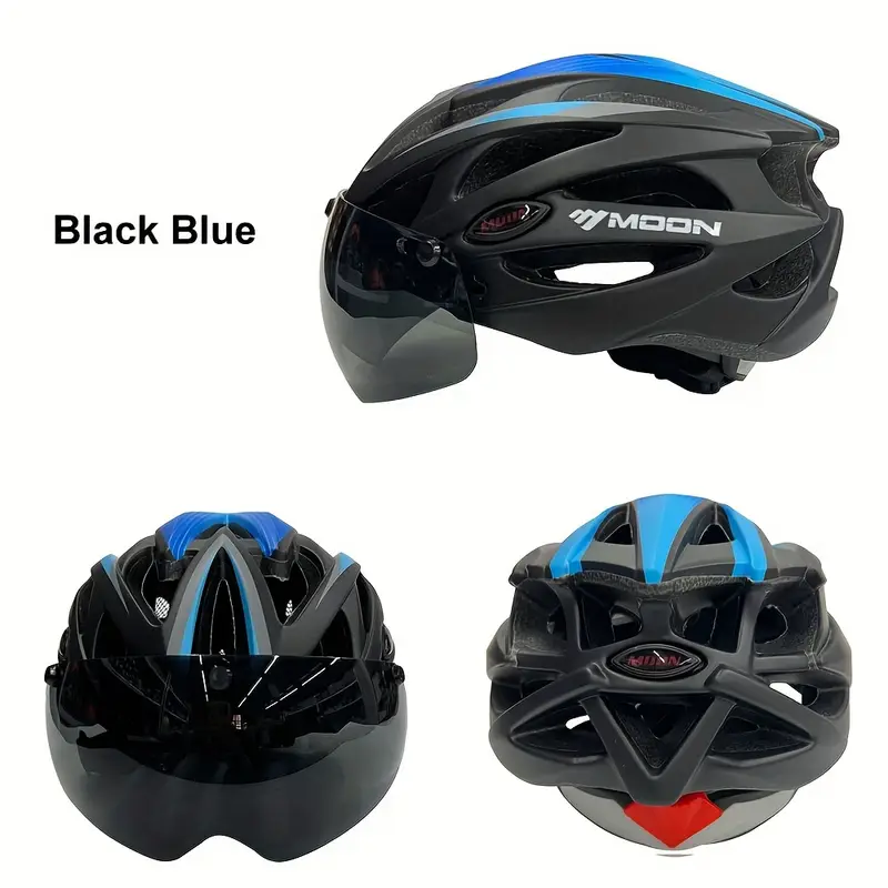 moon ultralight cycling helmet with removable visor black red adjustable multi use for road mountain biking unisex adult uncharged unisex cycling gear modern helmet design adjustable strap helmet details 21
