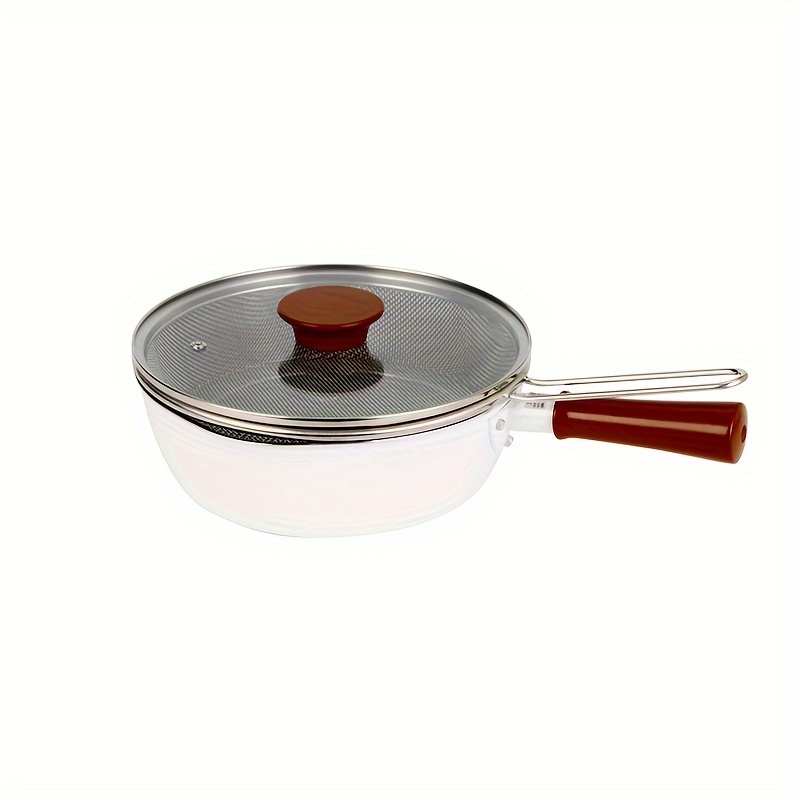 1pc aluminum frying pan with lid and strainer basket 25cm dishwasher safe non stick   with steamer insert details 3