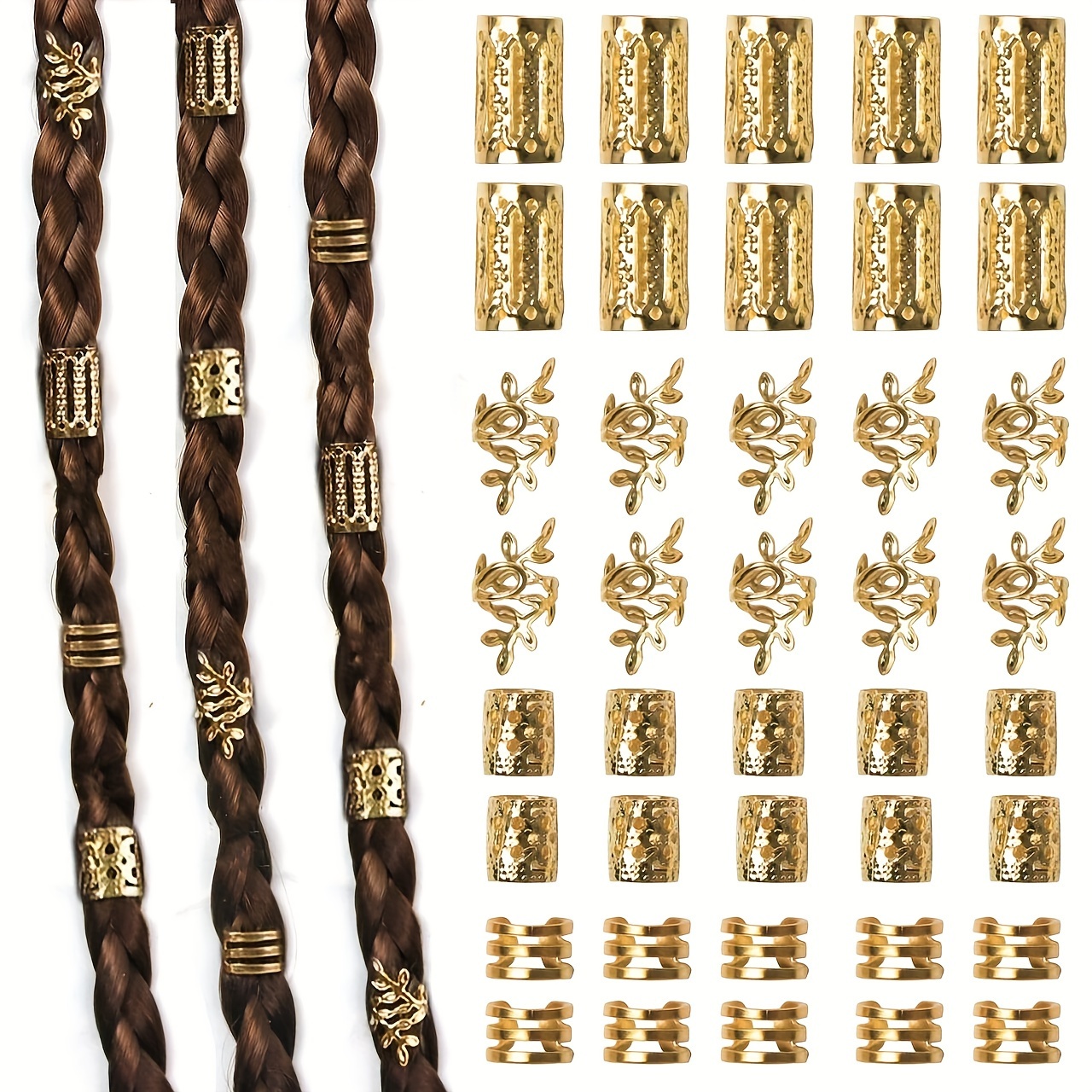 

40pcs Alloy Set - Beaded For Braids, Hairbands For 's Day, Accessories