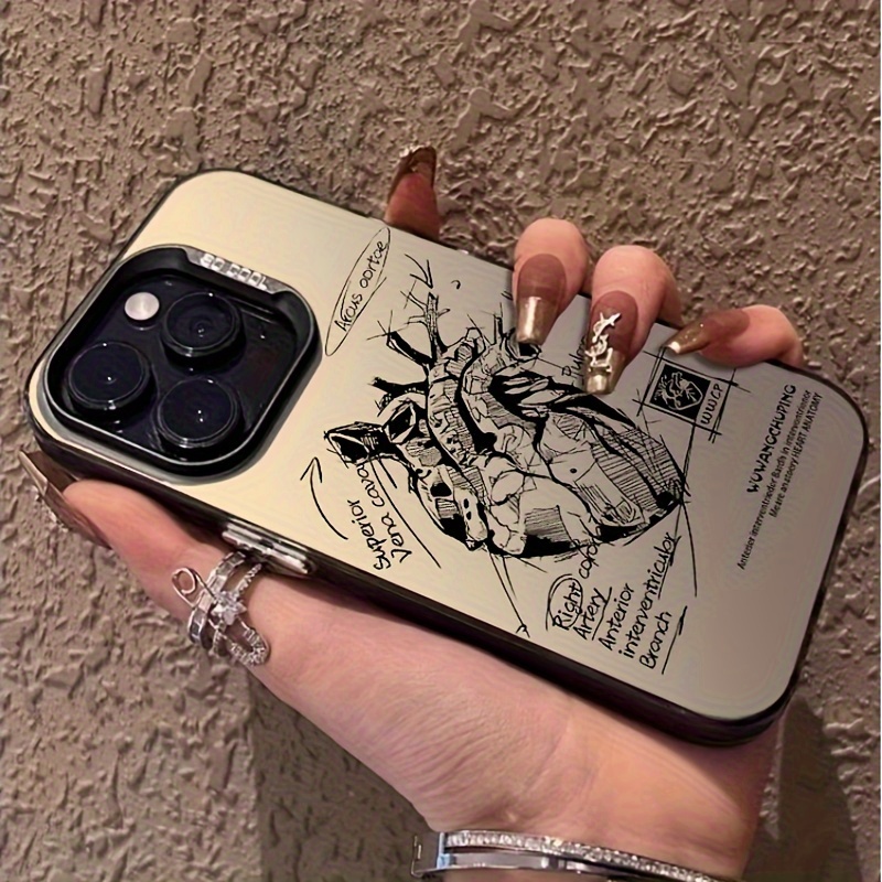 Heart Sketch Design Protective Case for iPhone 16 Pro Max, 15, 14 Plus, 13, 12, 11 - Stylish, Durable, Energy