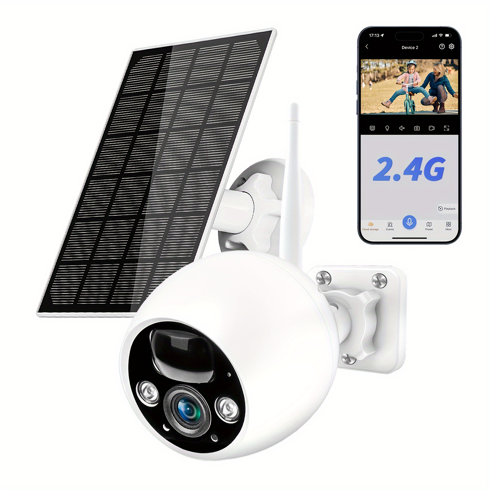 

4mp Solar Powered Security Cameras Wireless Outdoor, 2.4g Wifi 360° Battery Powered Outside Cameras For Home Security, Color , Pir , 2-way , Motion Detection, Sd/ (not Included)