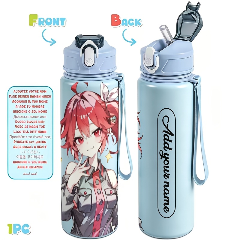 TEMU Bouteille d'eau personnalisée avec photo, image et texte de nom, 1 pièce, 750 ml (25 oz), bouteille de sport étanche, tasse avec un cadre ovale