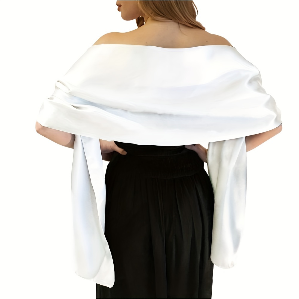 TEMU Pcs Satin Dress Shawl Women's Extra Long Scarf 65*220cm/25.6*86.6inch Polyester Suitable For Bridal Parties Graduation Wedding Decoration Dances