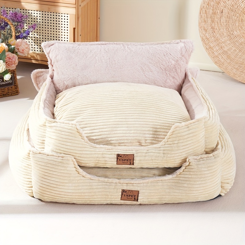1pc detachable and washable corduroy back dog nest warm cat nest mat sleeping warm furry nest winter   Product details 6