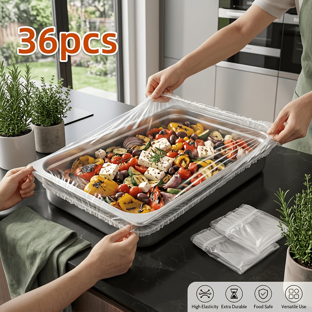 36pcs large disposable food covers stretchable flexible   bowls food storage ideal   essential fathers day special kitchen supplies for   camping kitchen organizers and storage