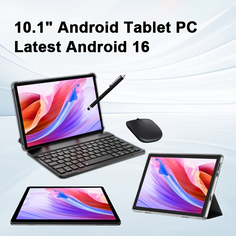 CRELANDER Android 16 Tablet 10 Inch Display Touch Screen 12(4GB+8GB Expand)RAM, 128GB ROM+Support 1TB TF Expanded(not Includ TF Card) WIFI, 5000mAh Battery Type-C Charging, with Case (Keyboard, Wireless Mouse, Pen) Can Optional