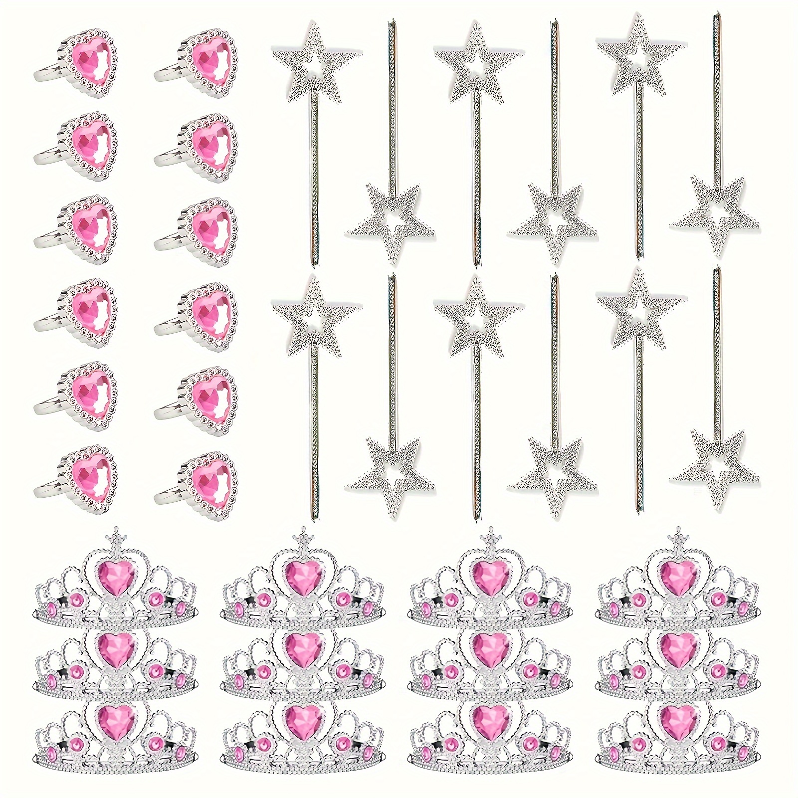 

12sets, Princess Dress Up Set, 12 Crown, 12 Princess Wands, 12 Rings, Costume Jewelry & Accessories, Princess Party Favors, Dress Up Princess Party