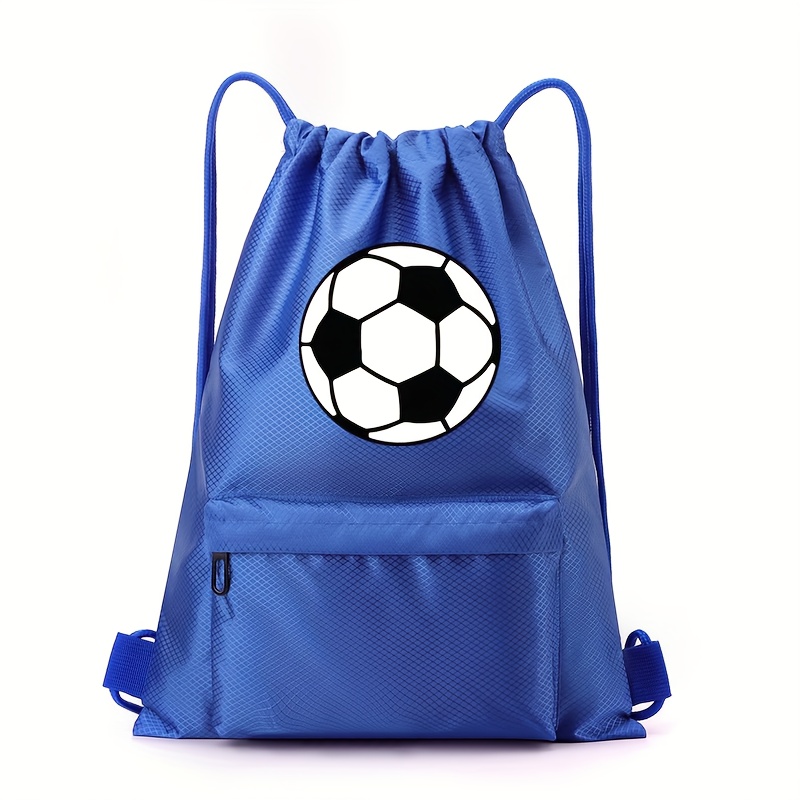 TEMU Personalized Football Print Custom Name/logo/text Drawstring Gym Bag - Sports Bag With Zipper Design, Available In Multiple Colors, Lightweight