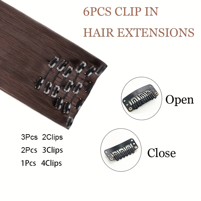 elegant womens long straight hair extensions heat resistant synthetic clips for blonde black hair daily use stylish hairpiece heatresistant hairpiece durable hairpiece details 1