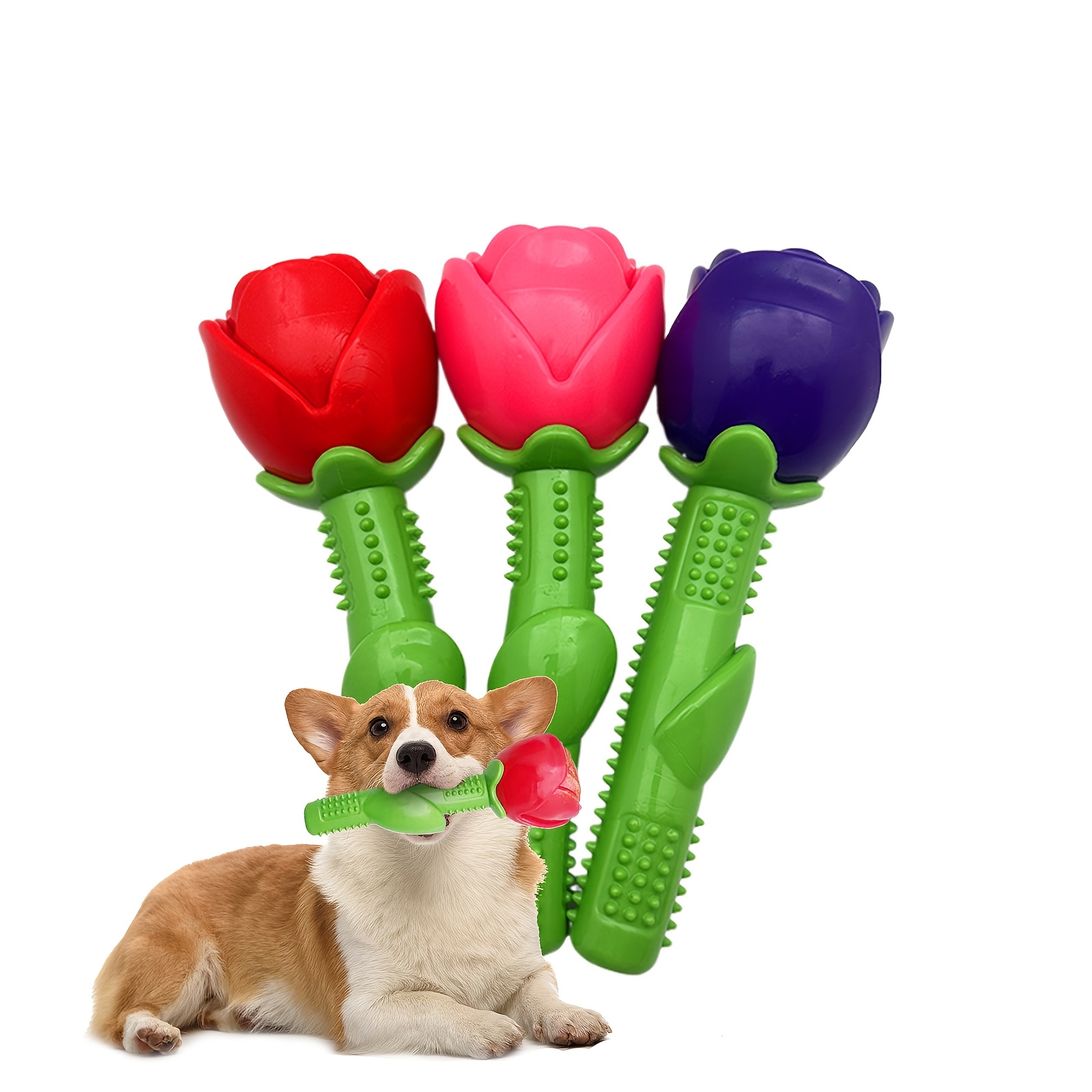 

Rose-shaped Dog Chew Toy With - Interactive For Medium Breeds, Non-toxic Rubber