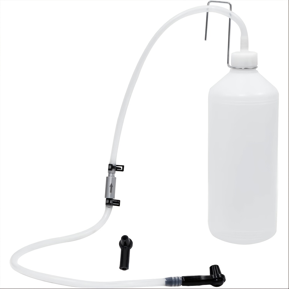 TEMU 1l Brake Bleeder Bottle With Check Valve And Hanging Hook, 1 Person Brake Fluid Change Tool Kit, Anti-backflow Brake Oil Drain Collector For Car
