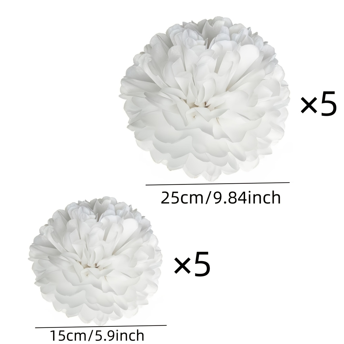 Image of 10pcs White Tissue Paper Pom Poms, Tissue Pom Pom Flowers, Hanging Paper Flower Balls For Wedding, Birthday, Halloween, Christmas, Party Decor