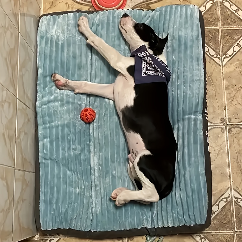   stripe square pet bed soft durable scratch resistant dog mat for small to medium breeds   cozy cat nest with removable polyester fill Product details 1