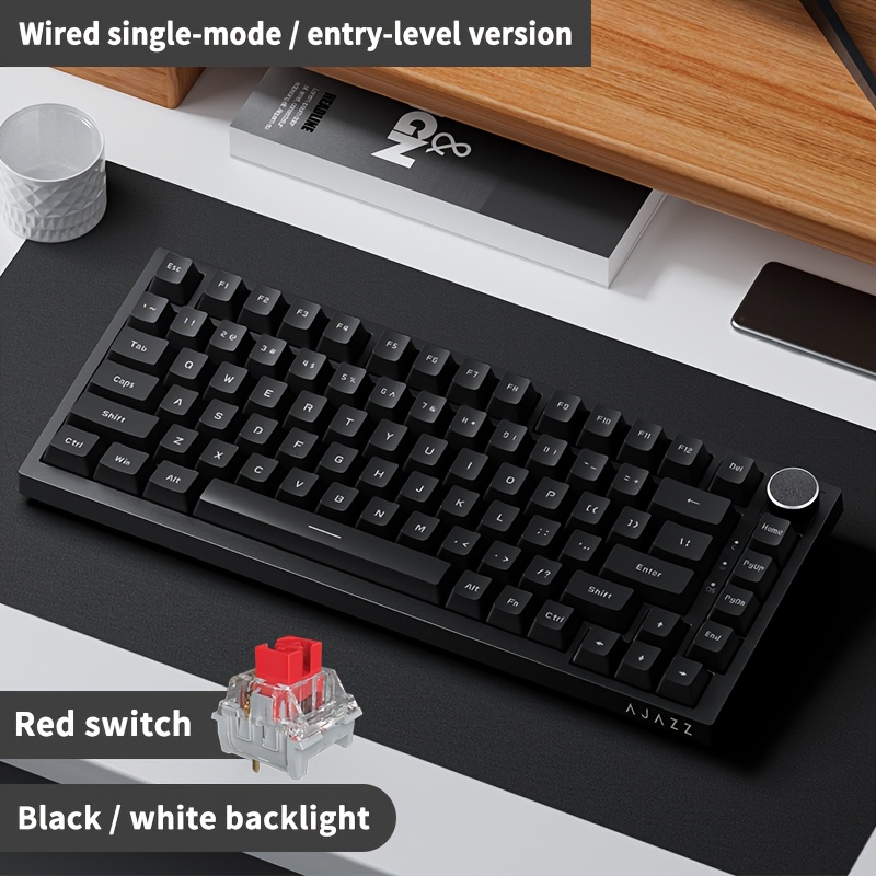 Ajazz Ak820 Full Key Hot-swappable 75% Layout Mechanical Keyboard Single-color Light Volume Knob Configuration Supports Operation