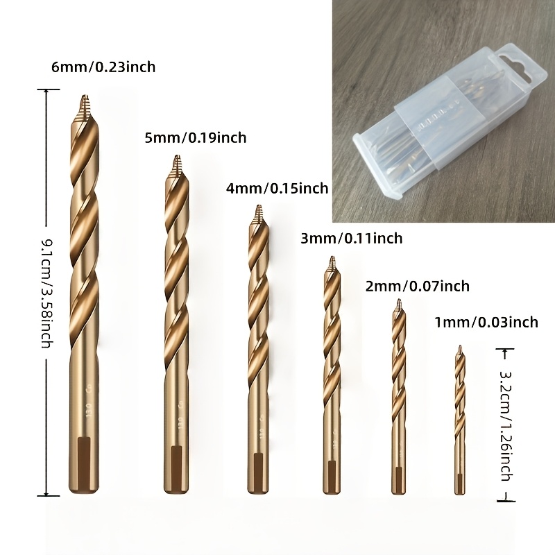 TEMU 6pcs M35 Steel Twist Drill Bit Set, 1-6mm, Heavy-duty Metal Drilling Bits For, And All Hard Metals