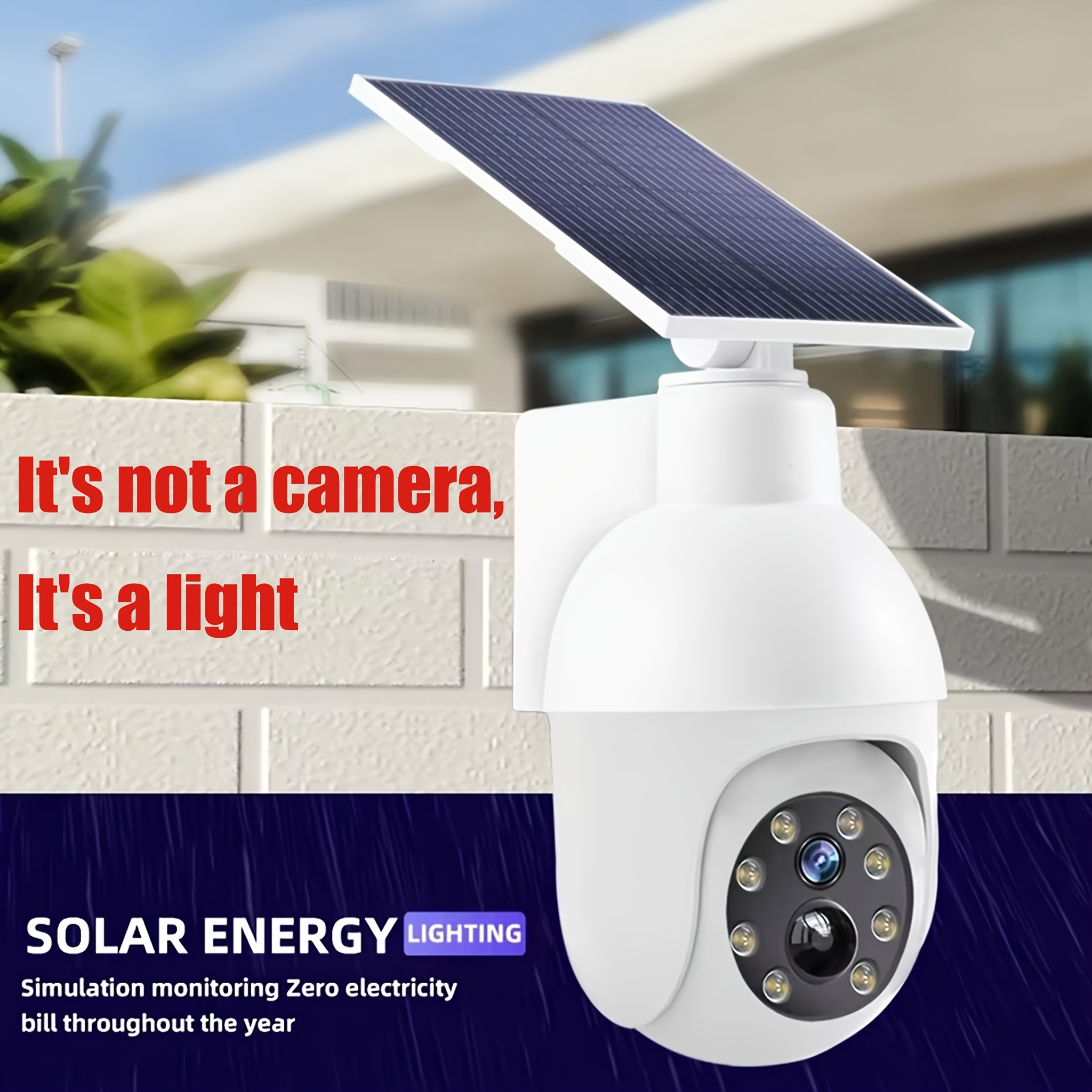 TEMU Solar Powered Simulation Camera For Detecting Street Lights, Not , But , With A 2200mah Lithium Battery And Sensor. Without Monitoring Function,