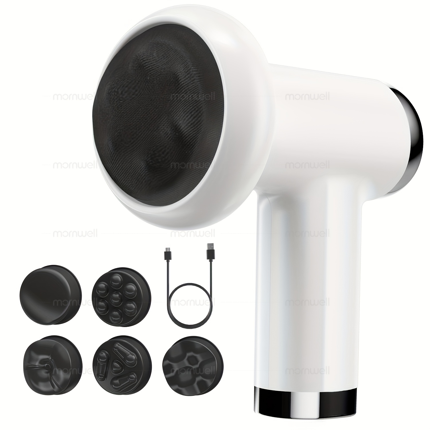 Image of Mornwell Portable Full Body Massager - Usb Charging Port, 6 Adjustable , 5 Detachable Massage Heads, Ideal As A Holiday Gift | Neck Massage | Leg Massage | Back Massage | Personal Care Product