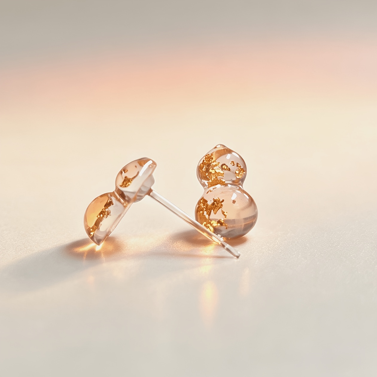 3 Pairs of Transparent Gourd Resin Ear Studs