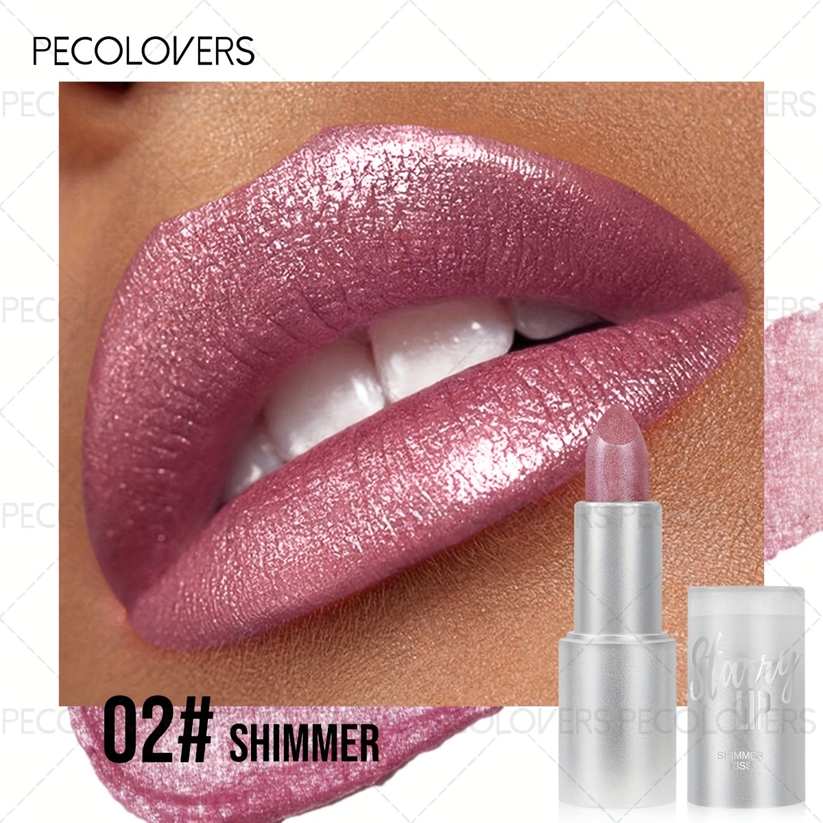 Image of 1pc Pecolovers Pearlescent Shimmer Lipstick - Glitter Purple/pink Tones, Sparkling, Tube, Soft Moisturizing Lip Gloss For Skin Types, Shimmery Lip Gel For &, Christmas Gift