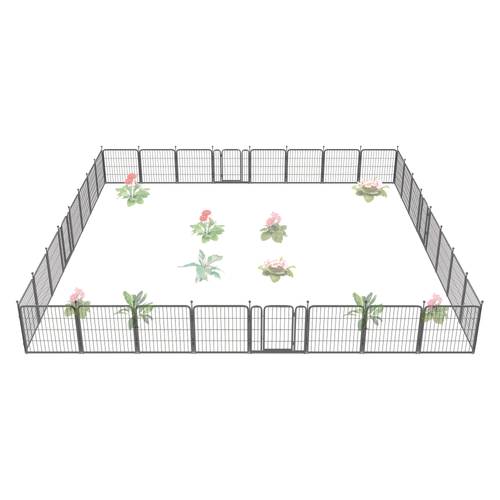 2d flat 2d flat fxw outdoor garden fence for courtyards 24 inches high x 15 4 45 6 60 9 88 8 feet long heavy duty metal animal barrier suitable for dogs and rabbits decorative dog fence silvery