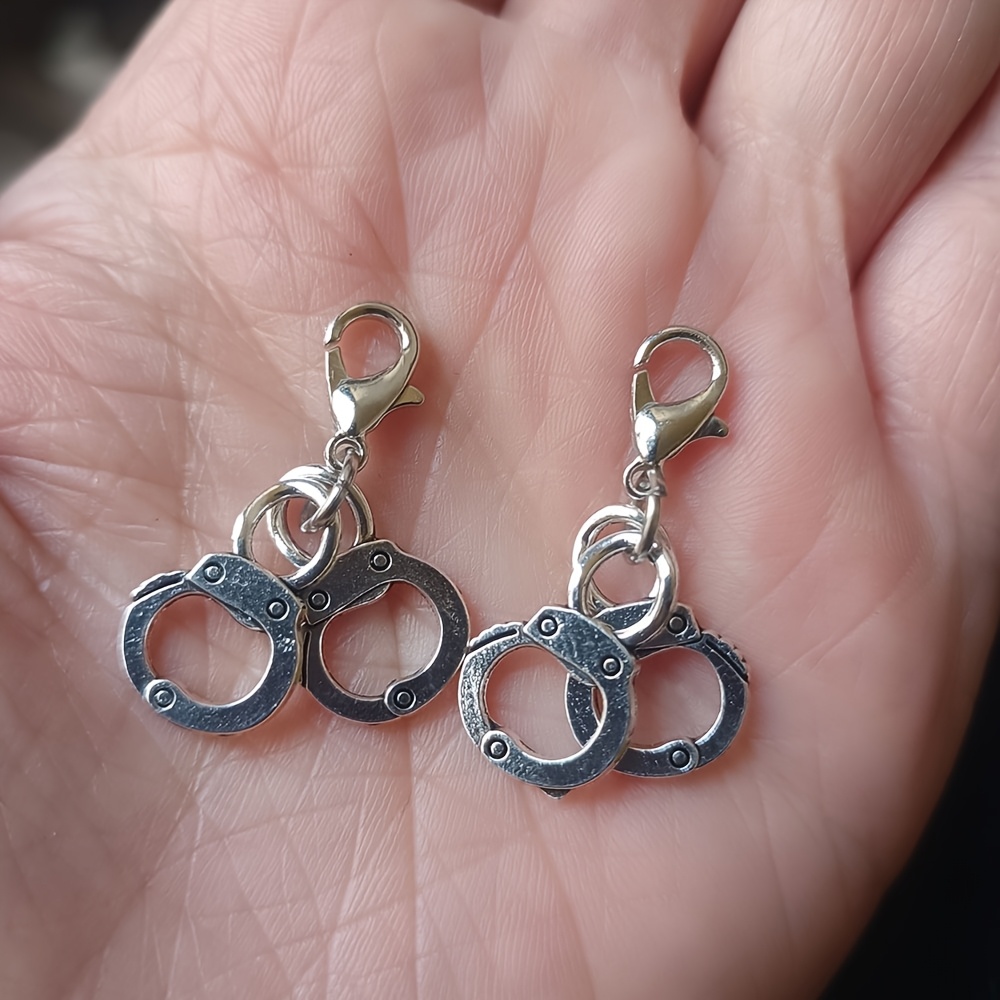 TEMU 2 Stück Handschellen mit Karabinerverschluss, als Charms verwendbar für Schlüsselanhänger, und andere Zubehörteile