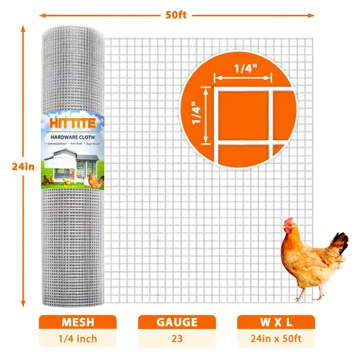 23ga hardware cloth galvanized after welding 23 gauge square chicken wire fence mesh roll raised garden bed plant supports animals poultry netting cage fence home projects 1 4 in 12in h x25ft l 24in h 36in h x50ft l 48in h x100ft