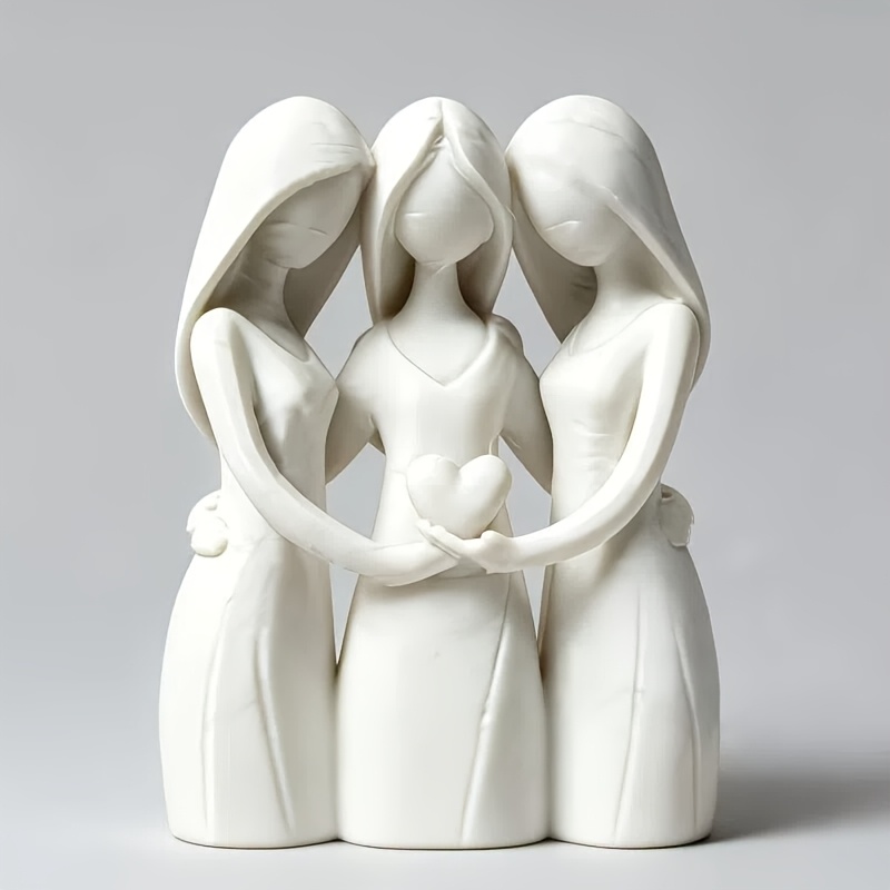 TEMU 3d Printed Minimalist Statue Of A Girl And Mother, A Creative Piece Conveying The Between Mother And Daughter